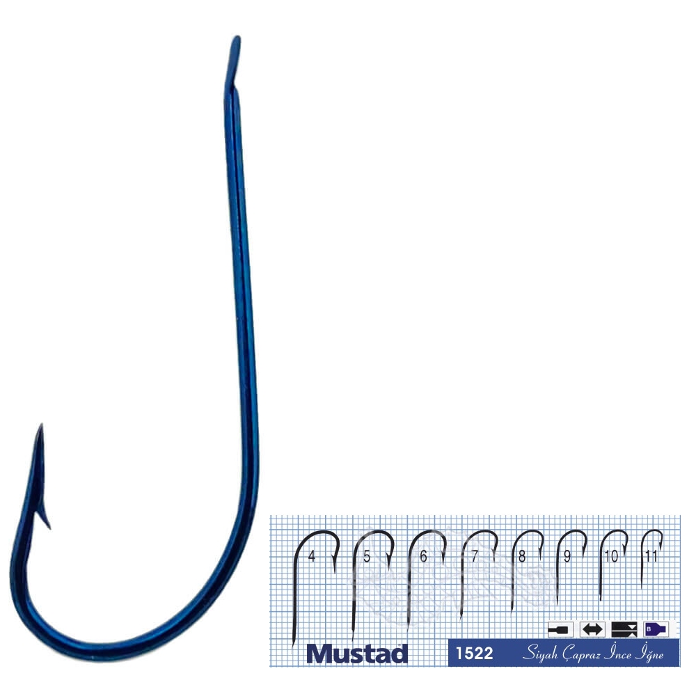 Mustad 1522 Lacivert 100P Olta İğnesi