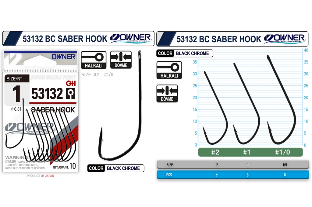 Owner 53132 Saber Hook Black Chrome İğne