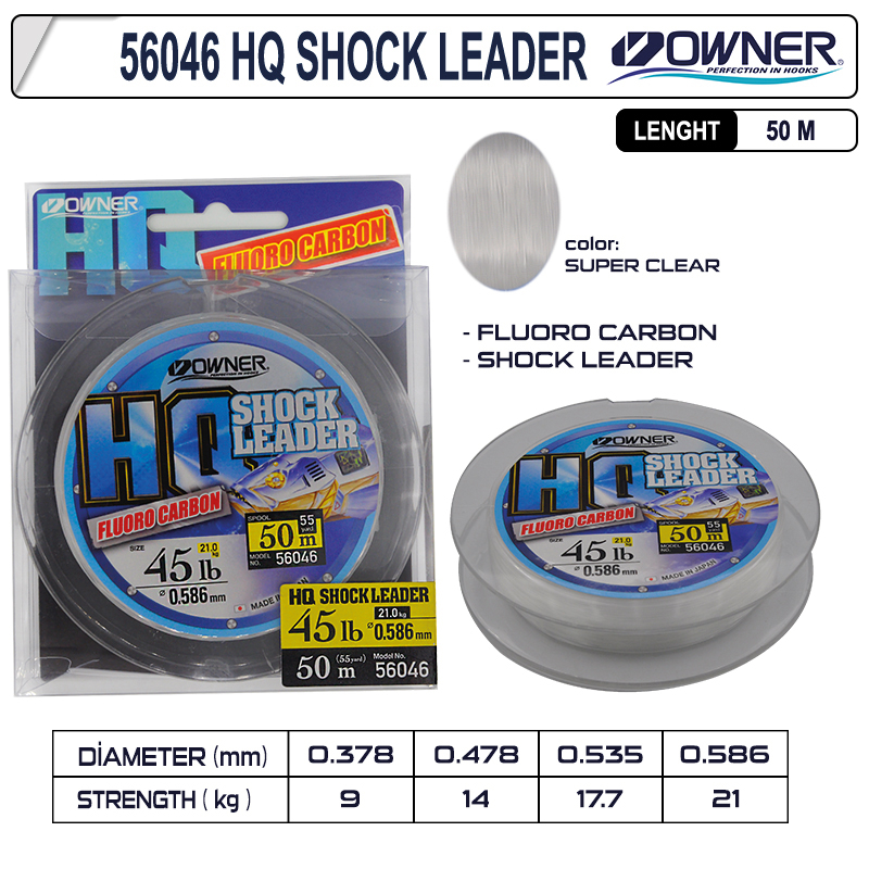 Owner 56046 Hq Shock Leader Fluorocarbon Super Clear