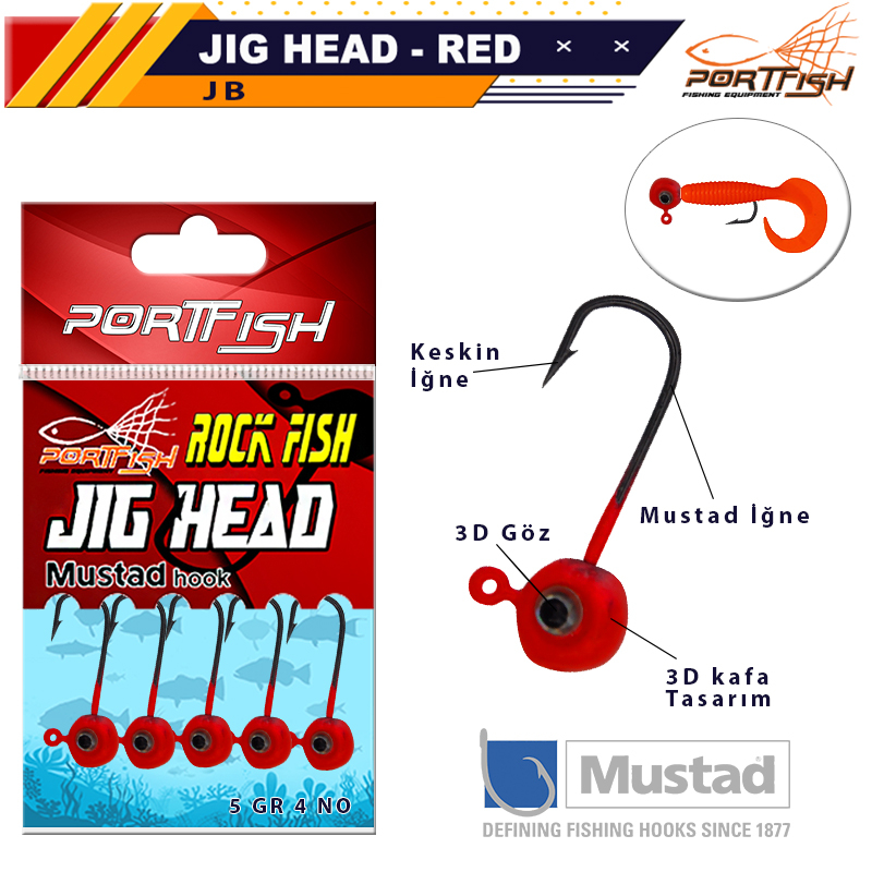 Portfish Lrf Kırmızı Gözlü 5 Adet Jig Head