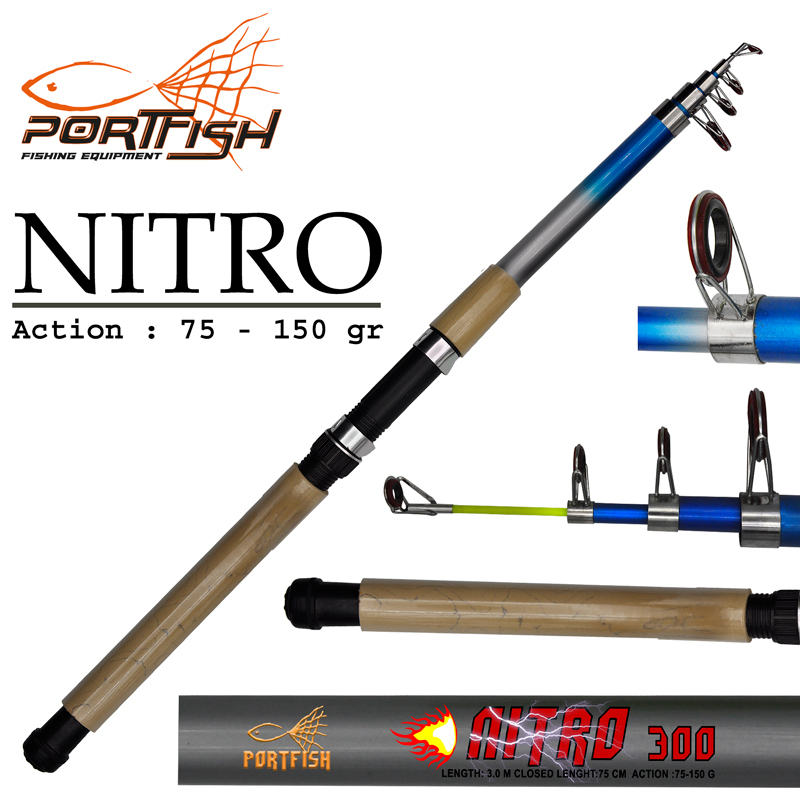 Portfish Nitro Teleskopik Fiber Olta Kamışı 270 cm 75-150gr